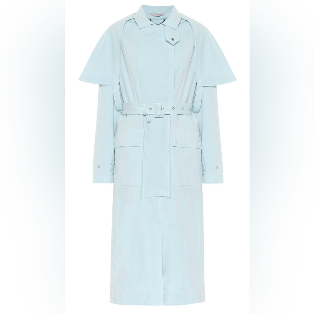 Stella McCartney Stacey Stretch Cotton Blue Trench Coat - Size 40 IT, New